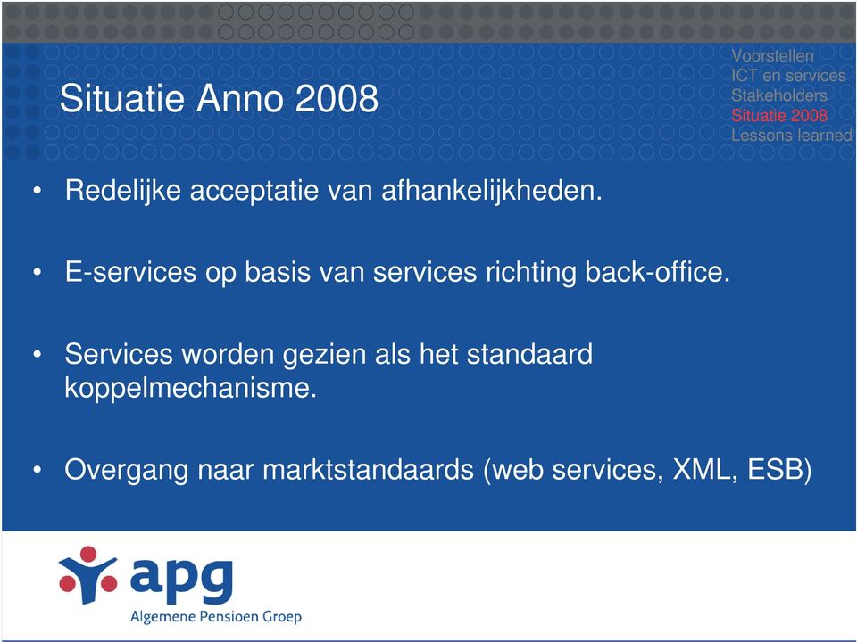 E-services op basis van services richting back-office.