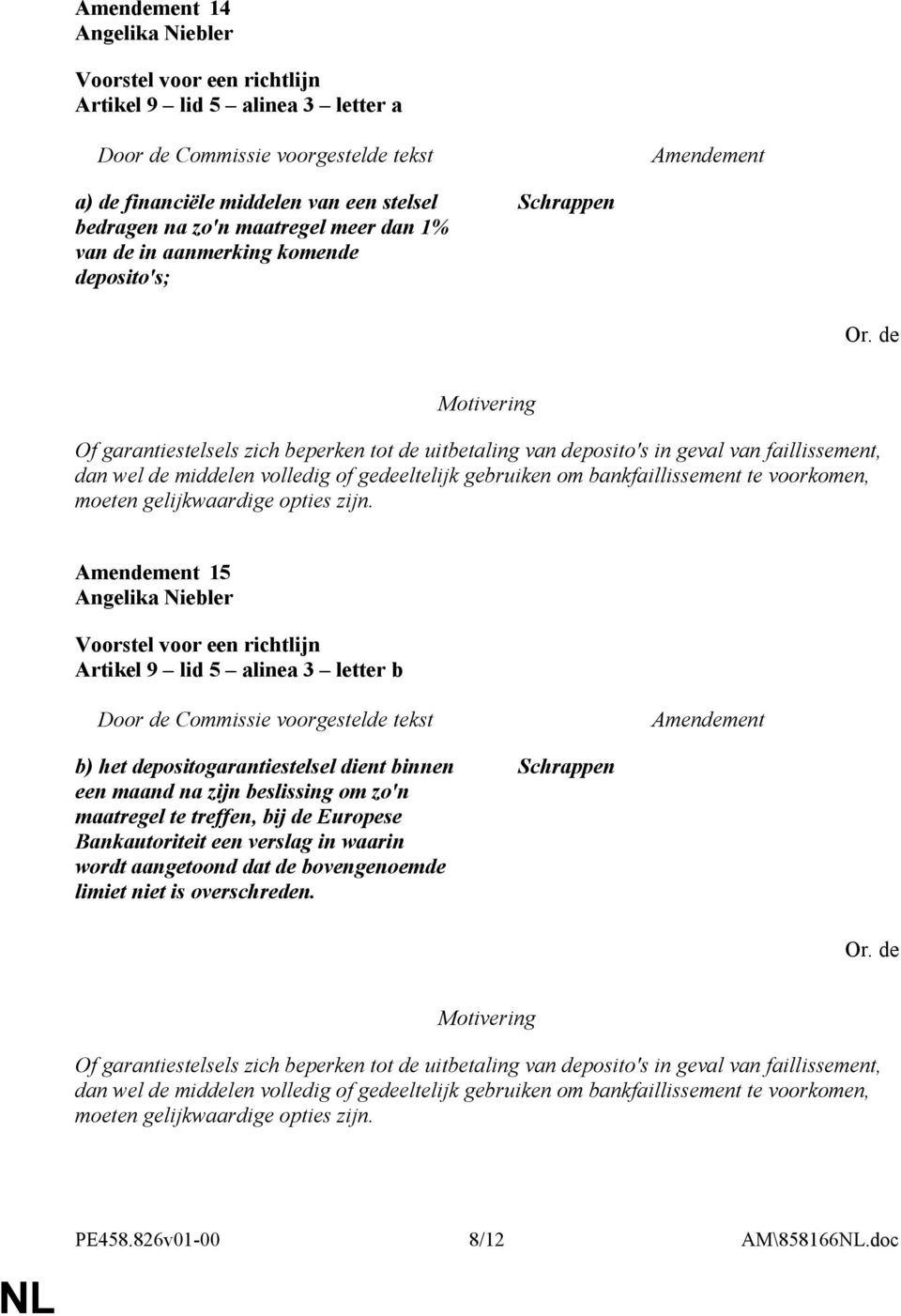 15 Artikel 9 lid 5 alinea 3 letter b b) het depositogarantiestelsel dient binnen een maand na zijn beslissing om zo'n maatregel te treffen, bij de Europese Bankautoriteit een verslag in waarin wordt