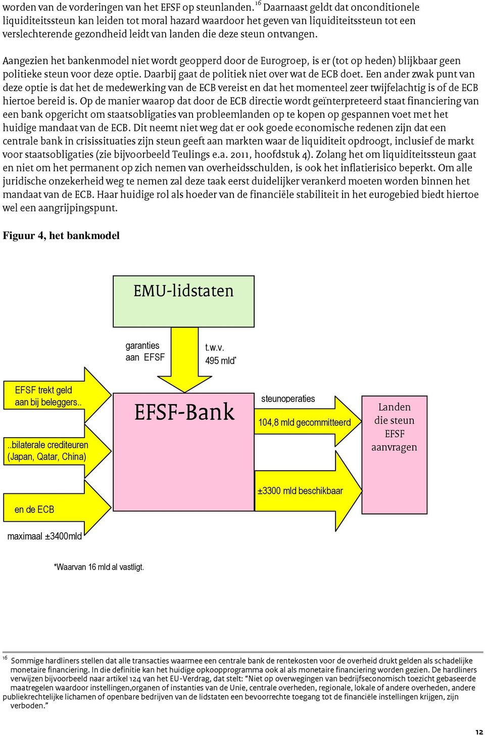ontvangen. Aangezien het bankenmodel niet wordt geopperd door de Eurogroep, is er (tot op heden) blijkbaar geen politieke steun voor deze optie. Daarbij gaat de politiek niet over wat de ECB doet.