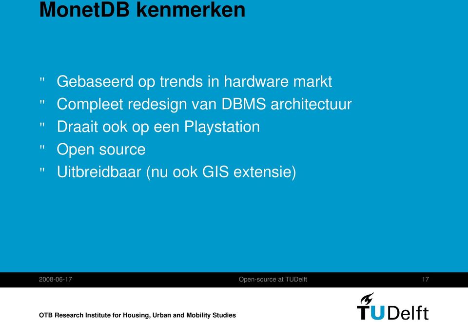 DBMS architectuur Draait ook op een