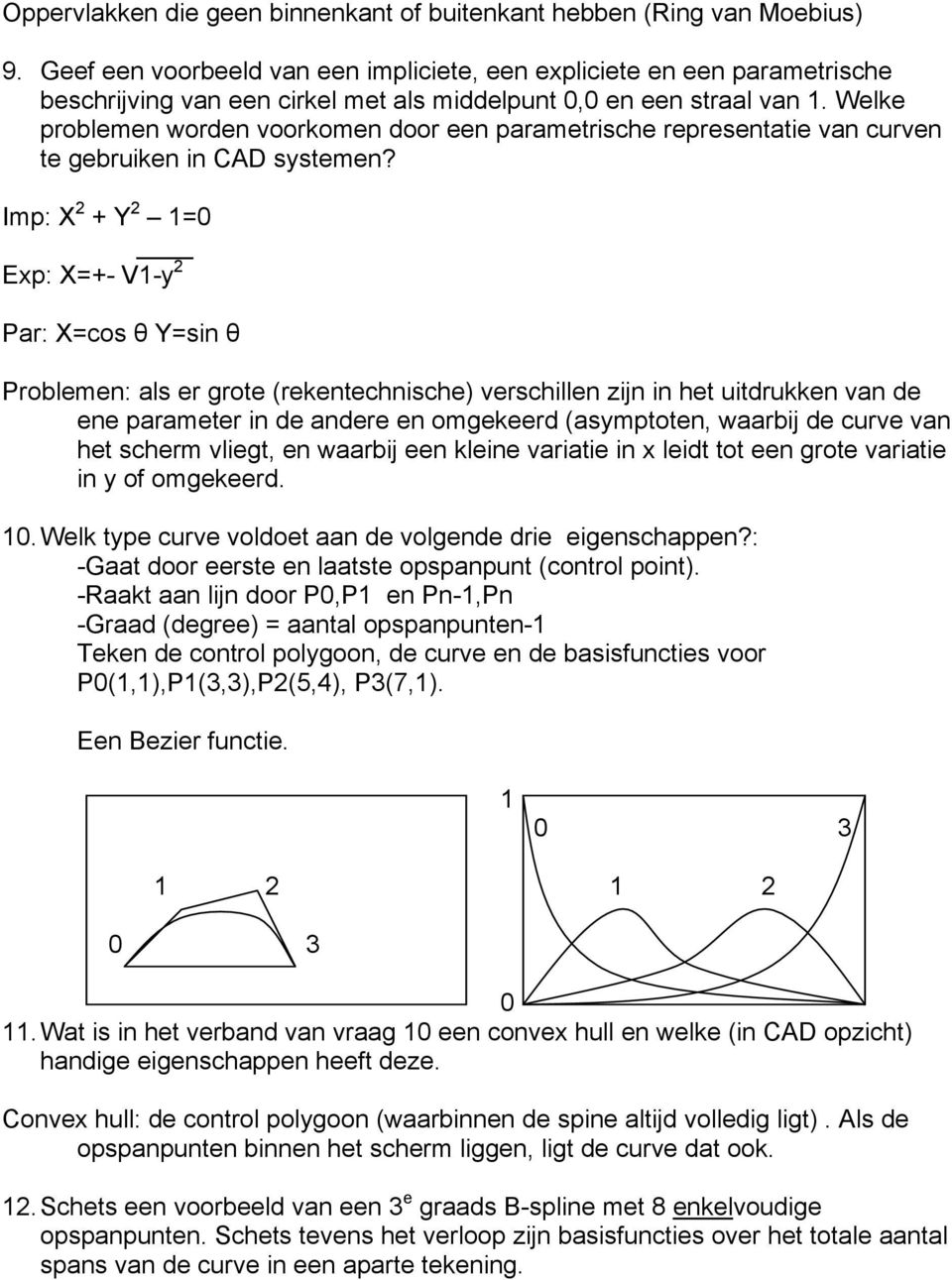 Welke problemen worden voorkomen door een parametrische representatie van curven te gebruiken in CAD systemen?