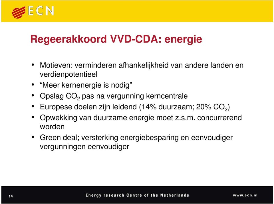 Europese doelen zijn leidend (14% duurzaam;