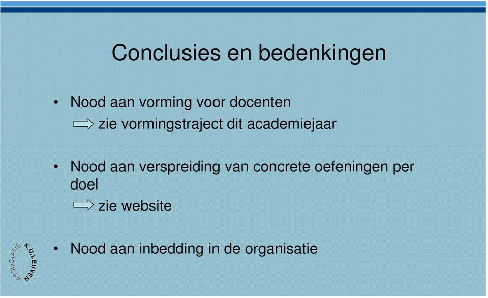 Nood aan verspreiding van concrete oefeningen per