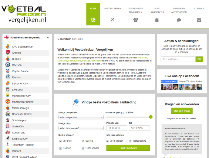 Over VoetbalreizenVergelijken.nl Het idee om te starten met een vergelijkingswebsite voor voetbalreizen is geboren in 2010.