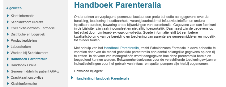 Gebruikershandleiding handboek parenteralia Pagina 6 van 10 4 Werkwijze 4.
