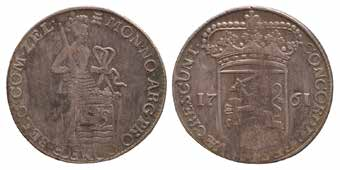 Provinciale munten - Bat. Republiek - Lod. Napoleon - Koninkrijksmunten 1101. 1 stuiver West-Friesland 1765. Zeer Fraai. CNM 2.46.85. 10,- Zeeland 1102. 14 gulden of gouden rijder Zeeland 1761.