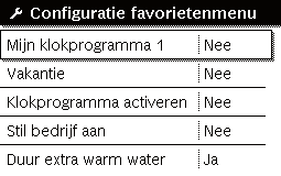 Beknopte bedieningshandleiding 4 4.5 Favorietenfuncties Via de fav-toets heeft u direct toegang tot veel gebruikte functies voor cv-circuit 1.