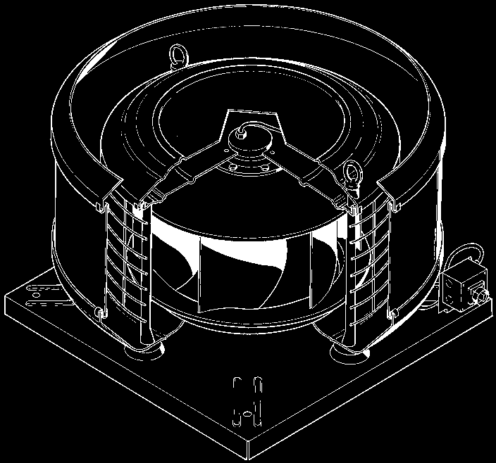 BESCHRIJVING MODELLEN Model DRV Verticaal uitblazende centrifugaal dakventilator Afvoerlucht max.