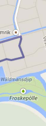 21 Trekwei (Deinum) - Leeuwarden (A1) Ploeg: A1 Afstand: 10.18km Vervolg de Trek wei in oostelijke richting en ga onder de brug door. Het fietspad buigt af en volgt een vaart.