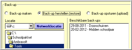 11. Back-up herstellen (restore) Een aangemaakte back-up kan zijn dienst bewijzen op de server, om zodoende een database te herstellen.