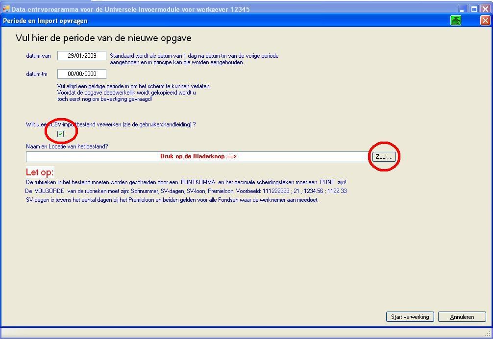 6.2.2. Importeren van werknemersgegevens Nadat een opgave is gekopieerd kunnen eventueel nog de Loongegevens van werknemers worden gewijzigd via een importbestand.