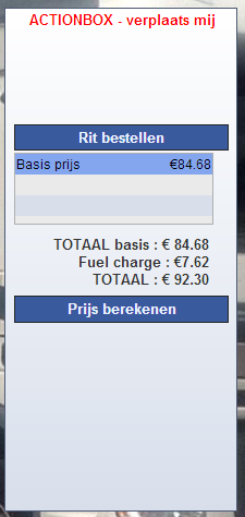 Aanvraagdocument voor een nieuwe transport U mag het basistarief van dit transport raadplegen voor U dit bevestigt Hierop klikken om uw