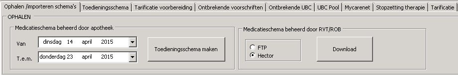 Opgelet: Indien u het schema aanpast voor een geselecteerde periode na het importeren van de data naar het TPE toedieningsschema, moet men opnieuw de data voor die periode importeren!