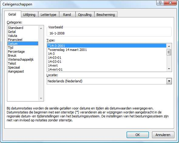 Datumnotatie Wanneer je (een deel van) een datum in een cel typt, herkent EXCEL dit als een datum.