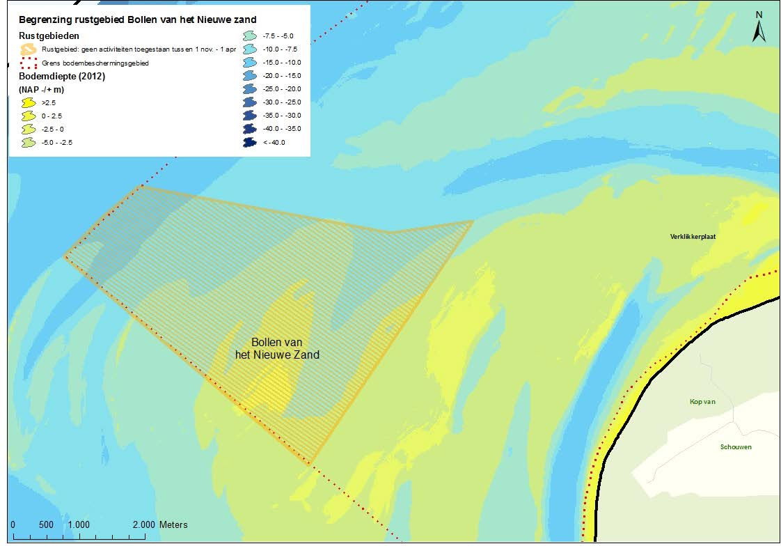 Natura 2000 Beheerplan Voordelta 2015-2021 september 2015 Rustgebied 5: Bollen van het Nieuwe Zand (ca. 1310 ha in de winter) De Bollen van het Nieuwe Zand (zie figuur 5.