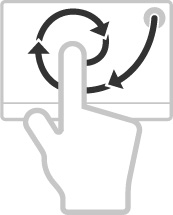 Besturing van het touchpad met twee vingers Uw touchpad ondersteunt de besturing met twee vingers, waardoor bij sommige toepassingen bepaalde commando s kunnen worden uitgevoerd.