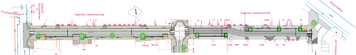 H. Lammensstraat (volledig) : ontwerp Deel 1 Kruispunt Deel 2 Ontwerp voor de Hippoliet Lammensstraat Bestaat uit twee verschillende profielen en het