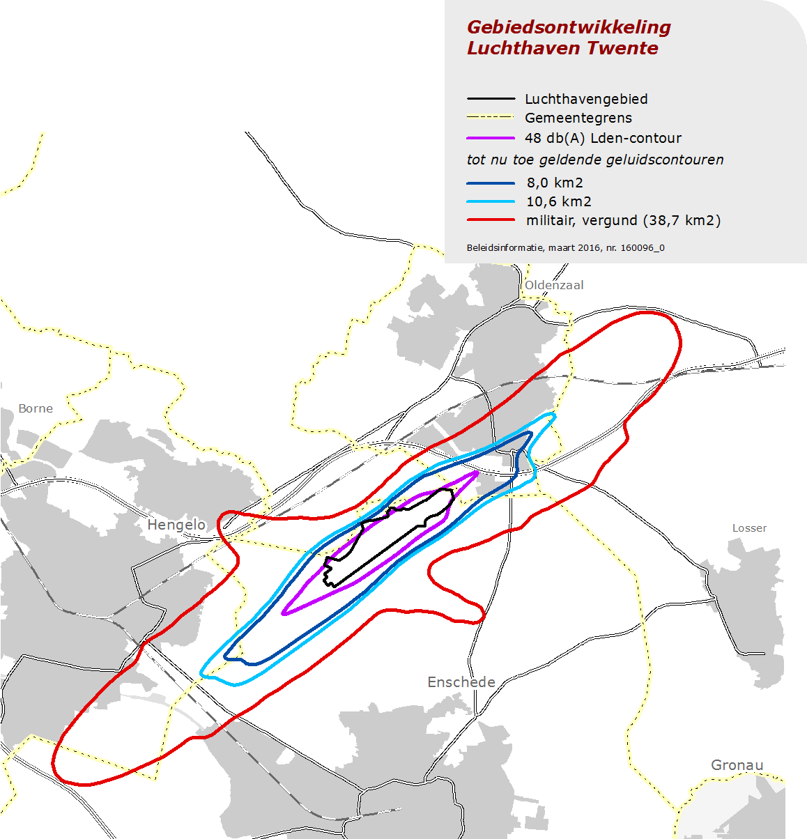 Luchthavenbesluit Twente Airport Ruimtegebruik In het kader van het opgestelde Milieurapport zijn ook de gevolgen van het Voorkeursalternatief voor het ruimtegebruik in omgeving bepaald.