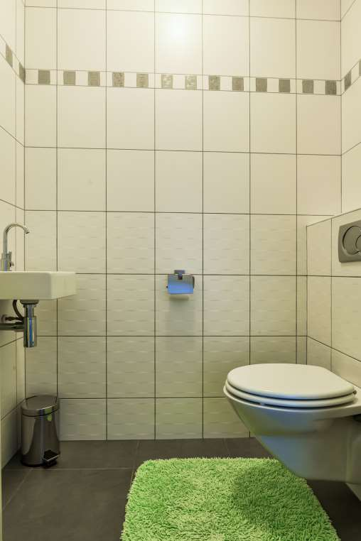Toilet vloer: wanden: plafond: diversen: - tegels - tegels -