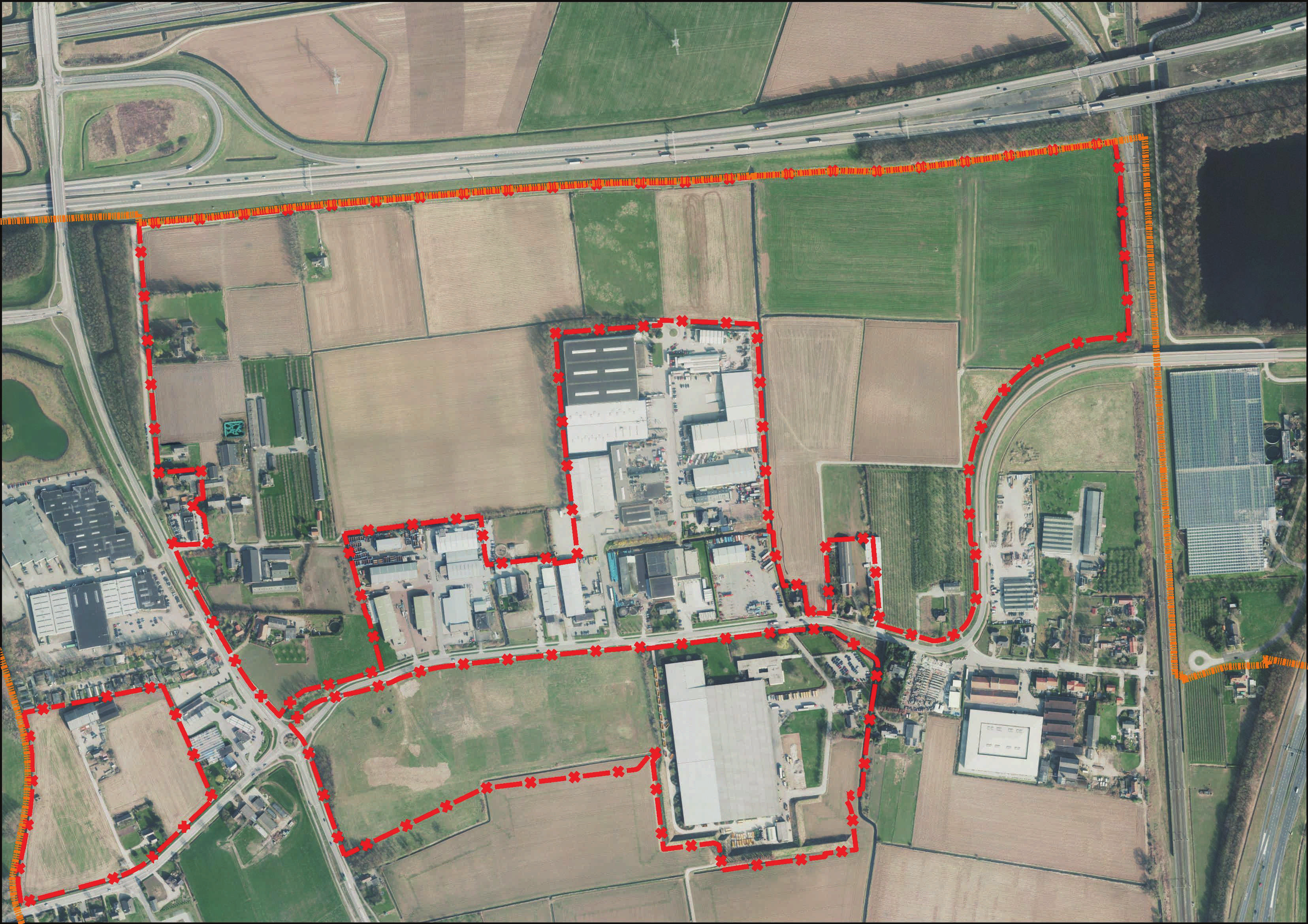 Bijlage Concept Plangebied De Grift Vlek 17 op een luchtfoto van de huidige situatie Het plangebied bestaat uit