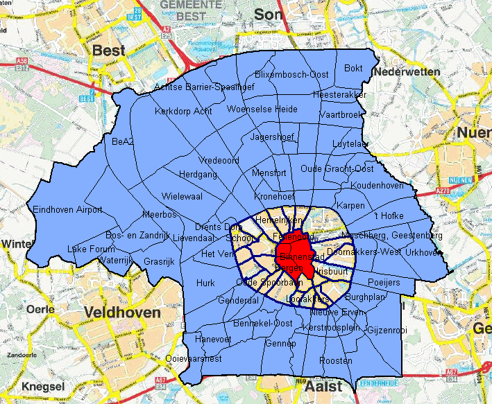 gemeente Eindhoven Bijlage Parkeernormen Gebieden In Eindhoven zullen de volgende drie gebieden worden onderscheiden: Centrum: De buurten: Binnenstad, Fellenoord, Witte Dame en Bergen.