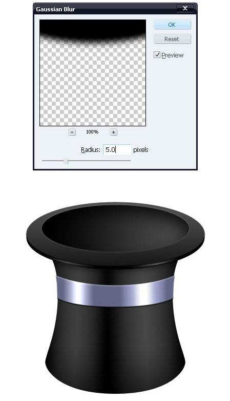 Stap 13 Een schaduw kan ook onder de basis geplaatst worden. Nieuwe laag, ovalen selectie maken en vullen met zwart, laagdekking = 30%.