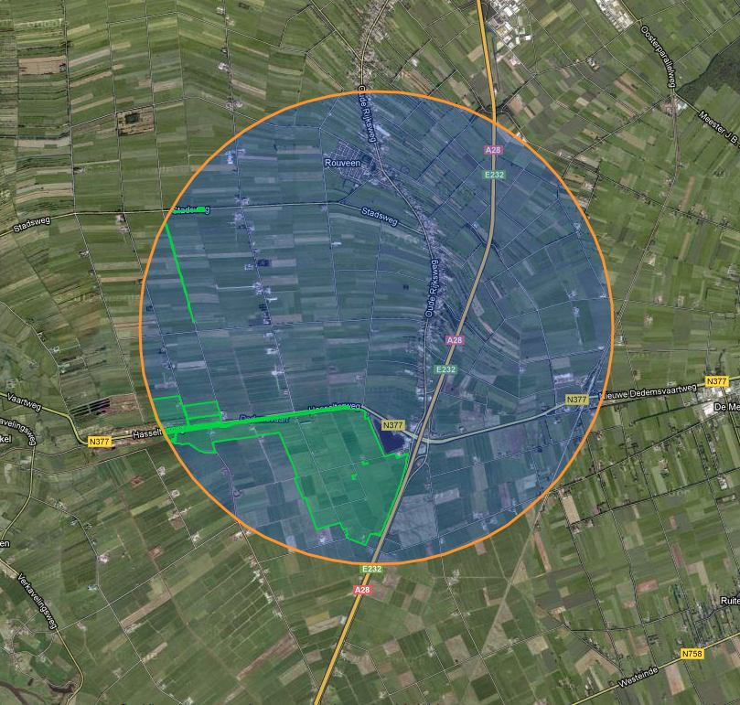 Bijlage D: Omgevingskaart met EHS en Nationaal landschap De onderstaande kaart geeft een zone van 3 kilometer rondom het