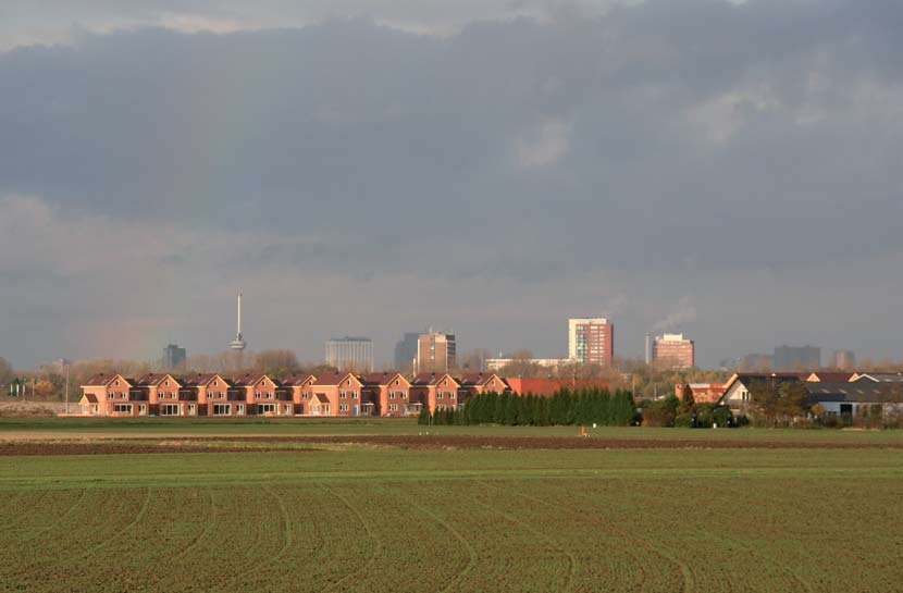 De randen van de bebouwing van Albrandswaard, Barendrecht en