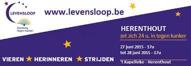 11 Levensloop : 27-28 juni 2015 Op 27 en 28 juni 2015 vindt in Herenthout op sportcentrum t Kapelleke een 24-uur estafette plaats. De opbrengsten gaan naar de Stichting tegen Kanker.