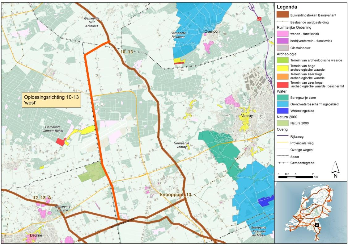 Afbeelding 6.87 Oplossingsrichting 10-13 3. HAALBAARHEID VAN DE OPLOSSINGSRICHTINGEN Boringsvrije zones De oplossingsrichting ligt niet in een boringsvrije zone.