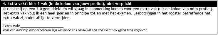 Profielkeuzeformulier havo Vrije ruimte: 1