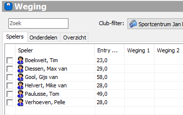 Weging Spelers Selecteren 2/2 Soms komen judoka s van dezelfde club