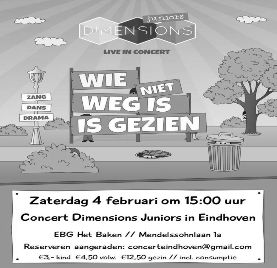 m 12 jaar: 3,- Reserveren wordt aangeraden, VOL=VOL! Concert 4 februari 2017, 15:00 ca.