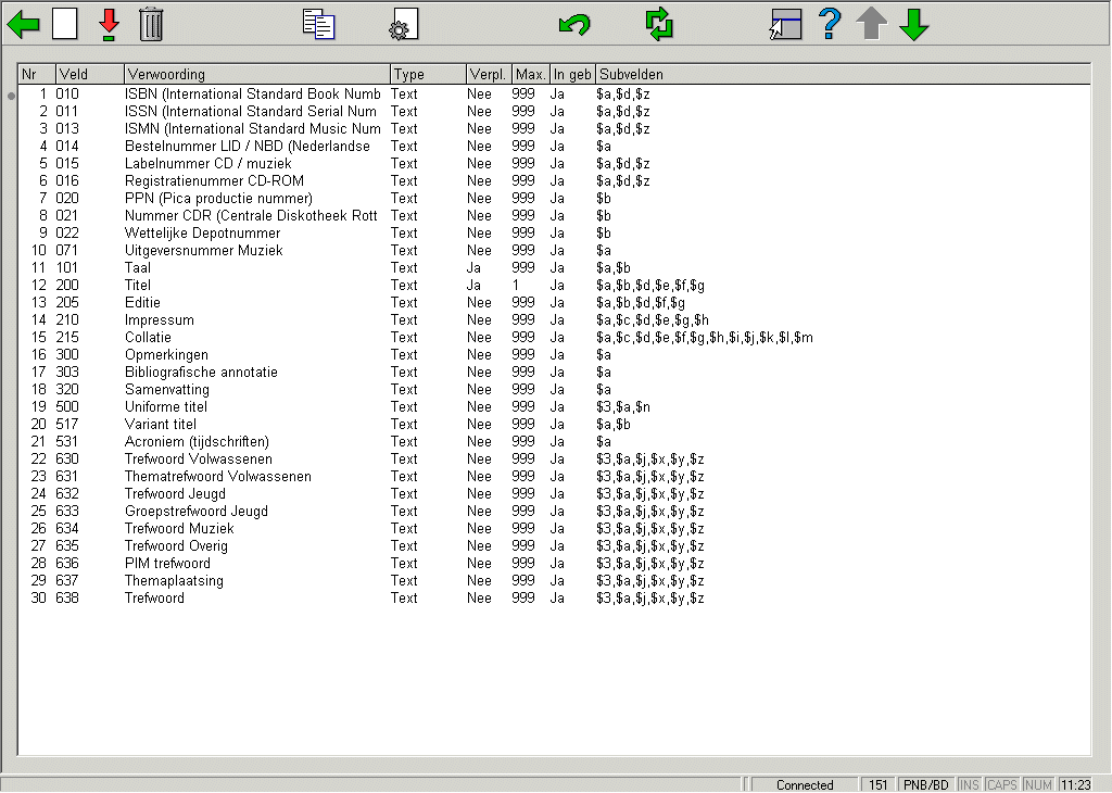 151.2.1 De velden Als voorbeeld ziet u hierbij de lijst van velden van het Smart format.