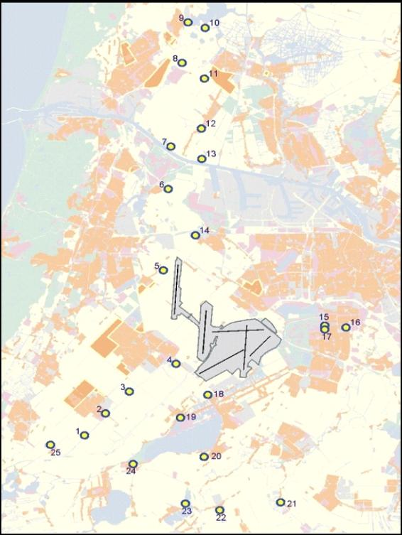 Geen overschrijdingen op L night handhavingspunten bij 100% NADP2 (GJ2013) HH Capaciteitsverbruik HH Capaciteitsverbruik 21 76,5% 13 54,9% 10 73,9% 25 54,2% 9 71,2% 18 51,9% 1