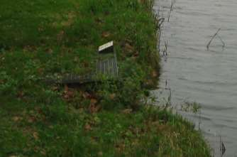 Hierop is duidelijk te zien dat vanuit de oever riet het water ingroeit.