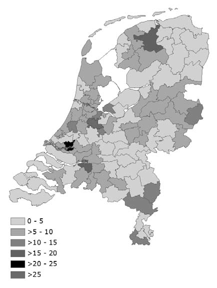 Figuur 16 aantal preventief behandelde LTBI's per 100.