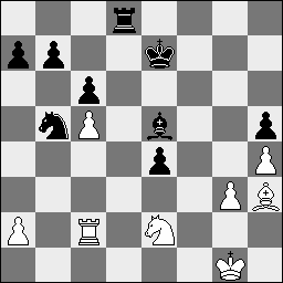 Wit : Freddie van der Elburg Zwart : Bruno Carlier 1.c4 e5 2.g3 d6 3.Lg2 g6 4.Pc3 Lg7 5.e4 Pc6 6.Pge2 h5 7.h4 Lg4 8.f3 Le6 9.d3 Dd7 10.Pd5 Pd8 11.d4 f5 12.dxe5 dxe5 13.O-O c6 14.Pe3 Dxd1 15.