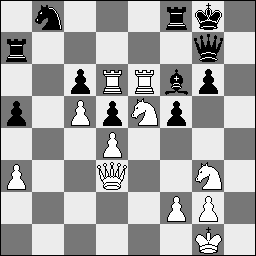 Stelling na 18 Ld8. Wit kan op de damevleugel of op de koningsvleugel winnen.