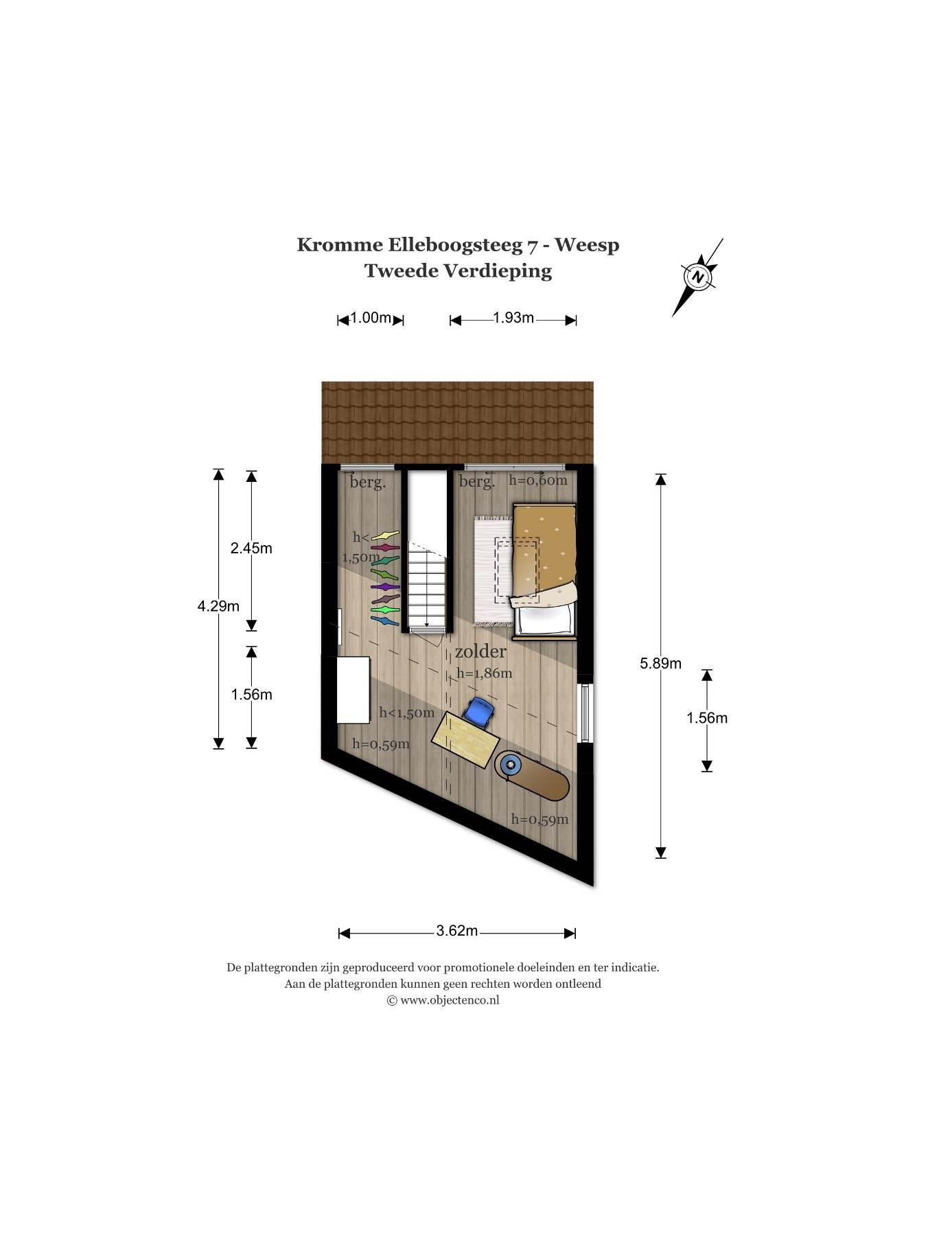 2 e verdieping (interieur indicatief) De Meetinstructie is gebaseerd op de NEN2580.