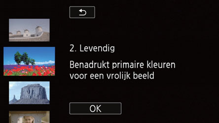 Opname-instellingen en filmstanden Een ander cinematografisch filter selecteren 1 Raak linksonder in het scherm de knop [FILTER] aan.