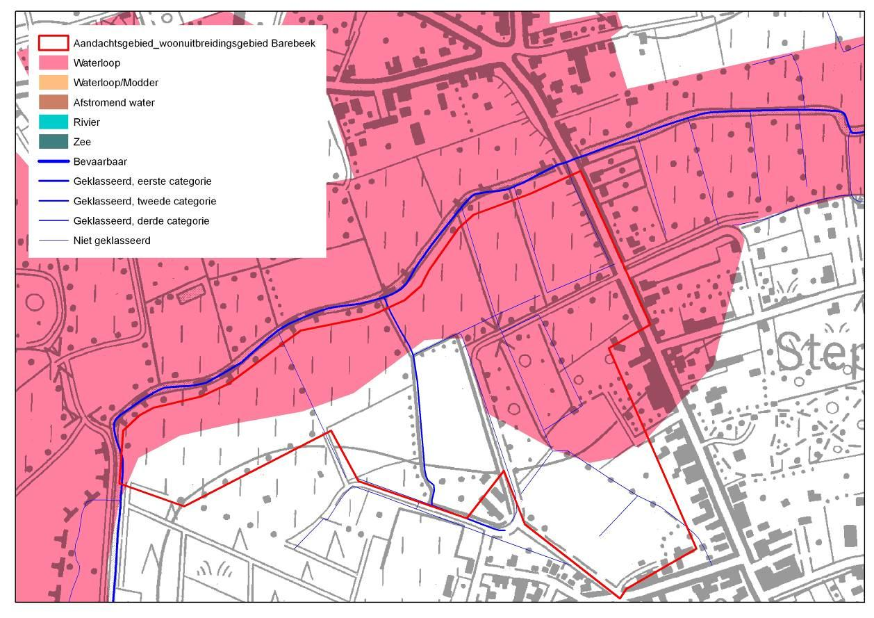 4 Toetsing aan het watersysteem 4.1 Overstromingsproblematiek NOG Het noordelijk en oostelijk deel van het aandachtsgebied bevindt zich in van nature overstroombaar gebied vanuit de Barebeek.