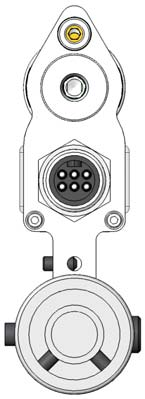 Elektrode (onderdeel van spuitmond) Vlakspuitmond Buisbevestigd spuitpistool Aansluiting voor patroonlucht Vooraanzicht Aansluiting