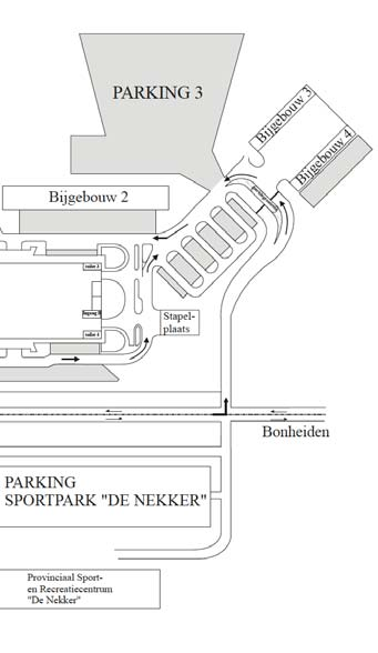 Van daaruit is het nog 1 km (15 min) wandelen tot aan de Nekkerhal. U kan ook bus 1 nemen en afstappen aan de halte Weidestraat. Van daar is het ook nog een kilometer wandelen tot aan de Nekkerhal.