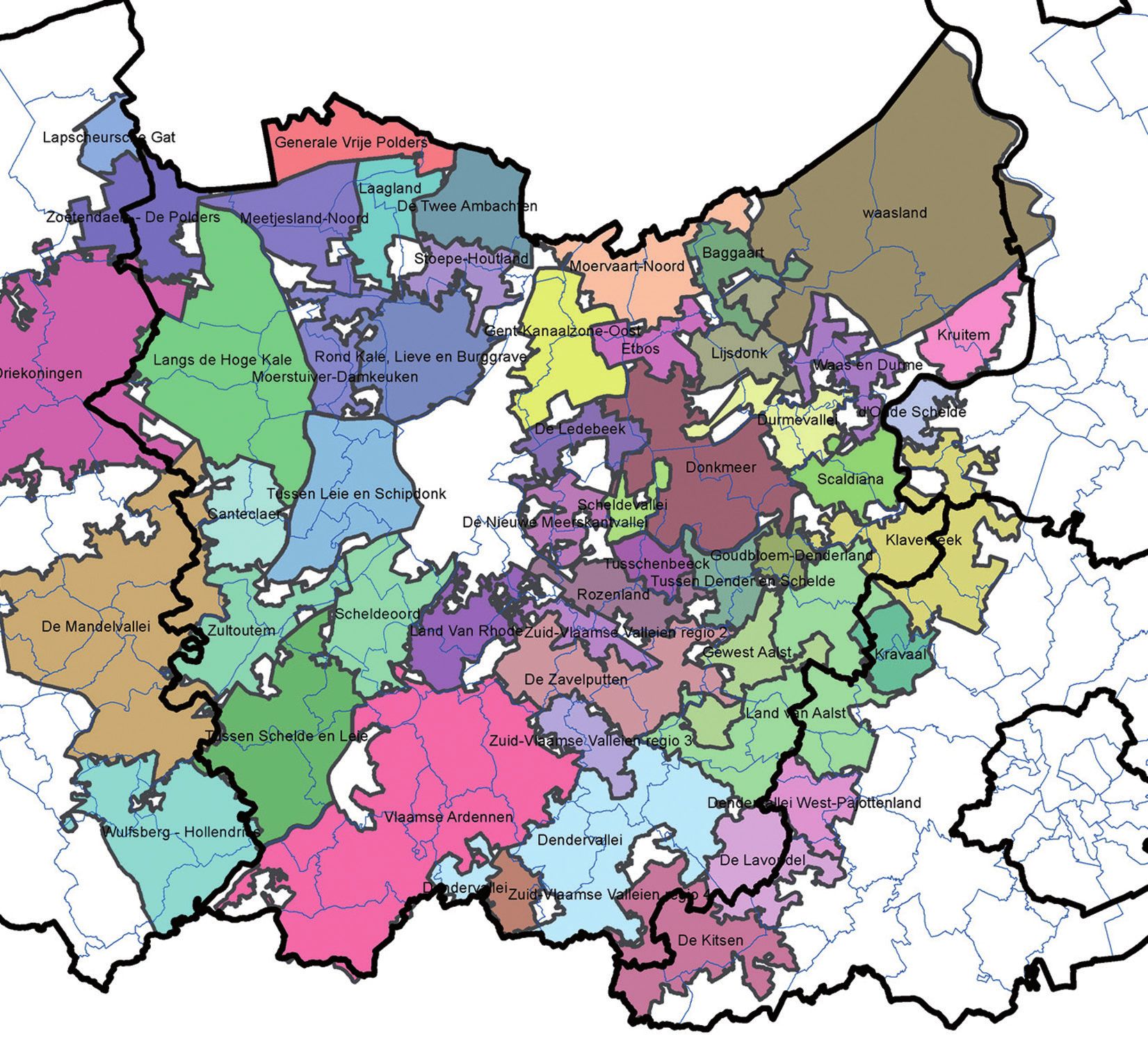 Wildbeheereenheden in Oost-Vlaanderen Wildbeheereenheden in Oost-Vlaanderen (gekleurde
