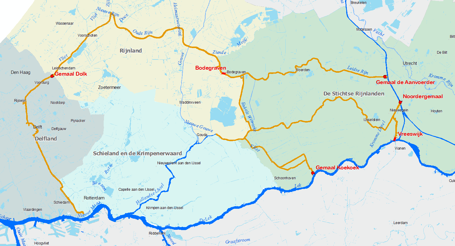 2.3. Kleinschalige wateraanvoer Midden-Holland (KWA) De KWA is een wateraanvoersysteem dat in werking treedt wanneer de inlaat van water uit de Hollandse IJssel naar de boezem van Rijnland bij Gouda