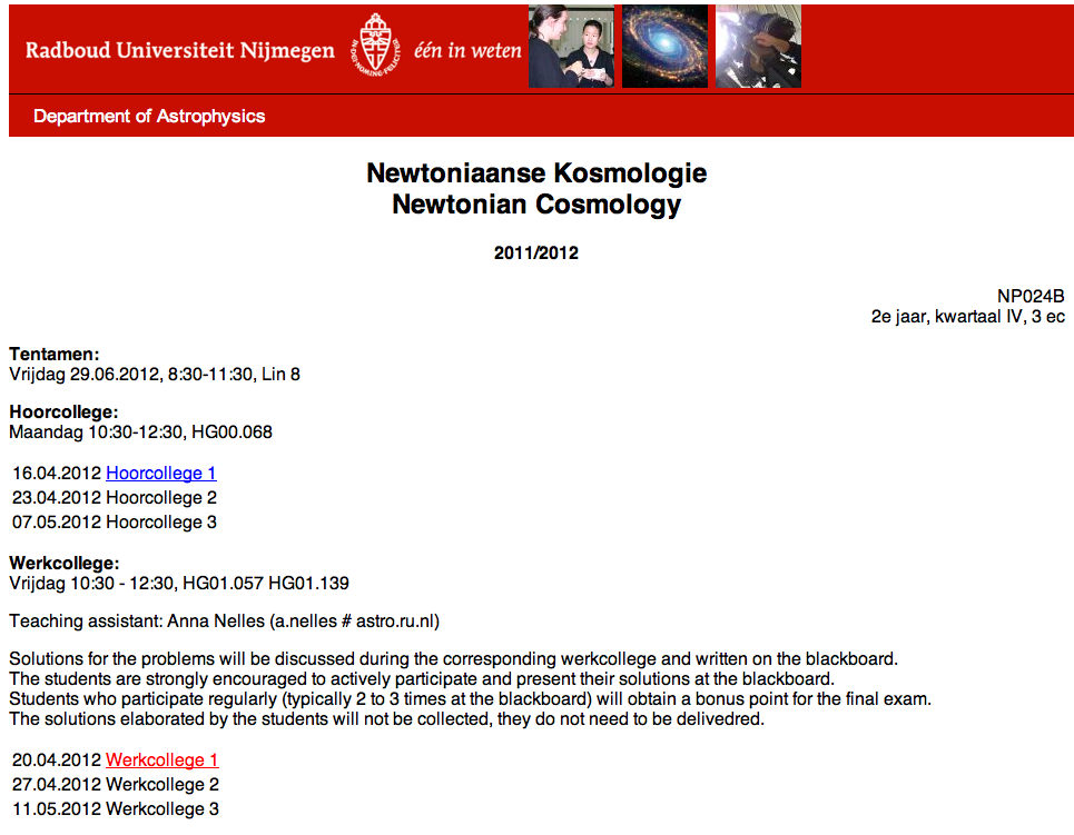 Newtoniaanse Kosmologie Newtonian Cosmology Jörg Hörandel Afdeling