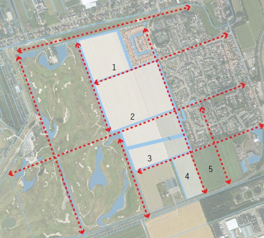 Afbeelding 2.3 Continuering lange lijnen (bron: gemeente Nieuwkoop, 2012) De toegangswegen van de Verwondering worden zo vormgegeven dat ze een gevarieerd beeld van de wijk biedt.