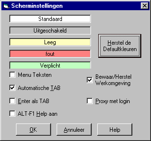 Het standaardschema is hierboven weergegeven. Optioneel veld (gegevens kunnen worden ingevoerd): wit. Veld dat alleen kan worden geraadpleegd: grijs.