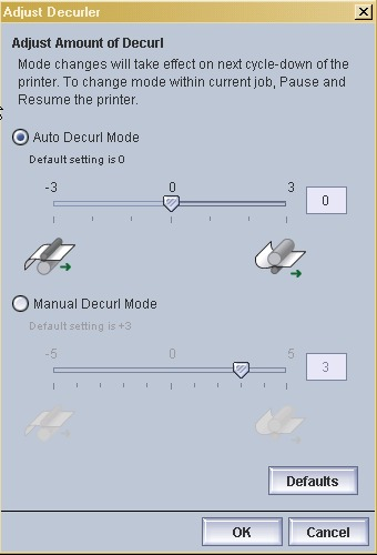 De Xerox Nuvera onderhouden 3. Selecteer het keuzerondje voor Automatisch ontkrullen.
